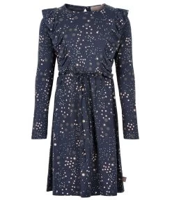 Creamie Mädchen Rüschenkleid Dunkelblau Dots