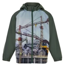 Minymo Jungen Softshelljacke Kran + Baustelle Khaki