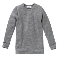 People Wear Organic Langarm-Shirt Baumwolle-Wolle-Seide Grau Melange