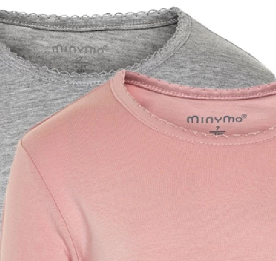 Minymo Langarmshirts 2er Pack Rosa/hellgrau BASIC 4 Minymo Langarmshirts 2er Pack Rosa/hellgrau BASIC – Bild 2