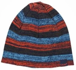 Celavi Wintermütze Kinder Strickmütze Blau/türkis/orange Melliert Ringel