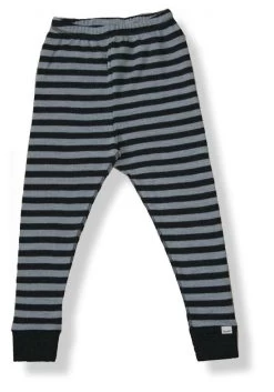 Celavi Legins Lange Unterhose Schwarz-grau Geringelt Merinowolle