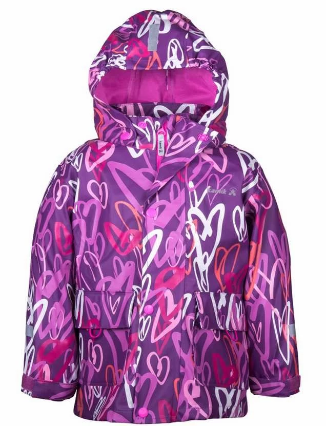 Kamik Kinder Regenjacke Cool Hearts Violett Mit Textilfutter 3 Kamik Kinder Regenjacke Cool Hearts Violett Mit Textilfutter