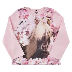 Rosa Mädchen Langarmshirt Pony