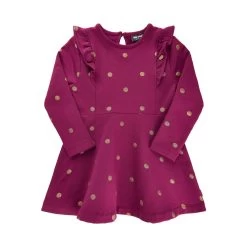 MeToo Mädchen Kleid Purple Mit Schimmernden Goldpunkten