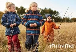 MINYMO Winterjacke Kürbis/blau Streifen Herringbone Atmungsaktiv -Kindermode – Einfach machen. minymo kids winter 2020 1280x1280 1