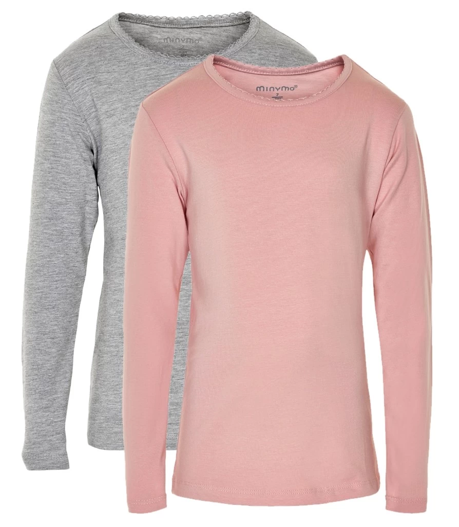 Minymo Langarmshirts 2er Pack Rosa/hellgrau BASIC 3 Minymo Langarmshirts 2er Pack Rosa/hellgrau BASIC