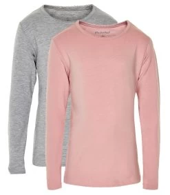 Minymo Langarmshirts 2er Pack Rosa/hellgrau BASIC