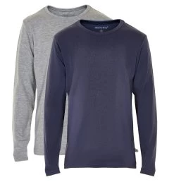 Minymo 2er Pack Langarmshirts Navy/hellgrau BASIC