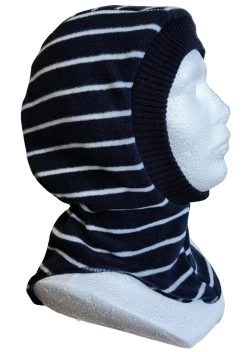 Minymo Fleecemütze Geringelt Schlupfmütze Sturmhaube Dark Navy