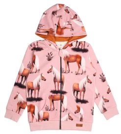Walkiddy Sweatjacke Beauty Horses Rosa Kapuzenjacke Pferde