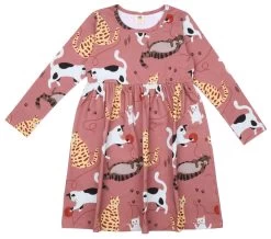 Walkiddy Kleid Playful Cats Katzen Darkrose Biobaumwolle
